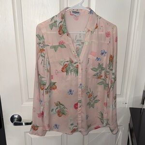 Express Women's Light Pink Floral Blouse